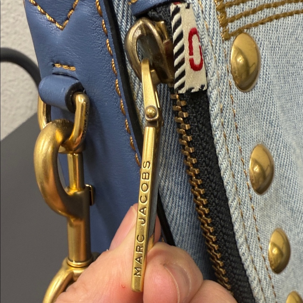 Mark Jacobs Nomad Studded Chic Denim and Gold Studded Crossbody Bag - Picture 7 of 16